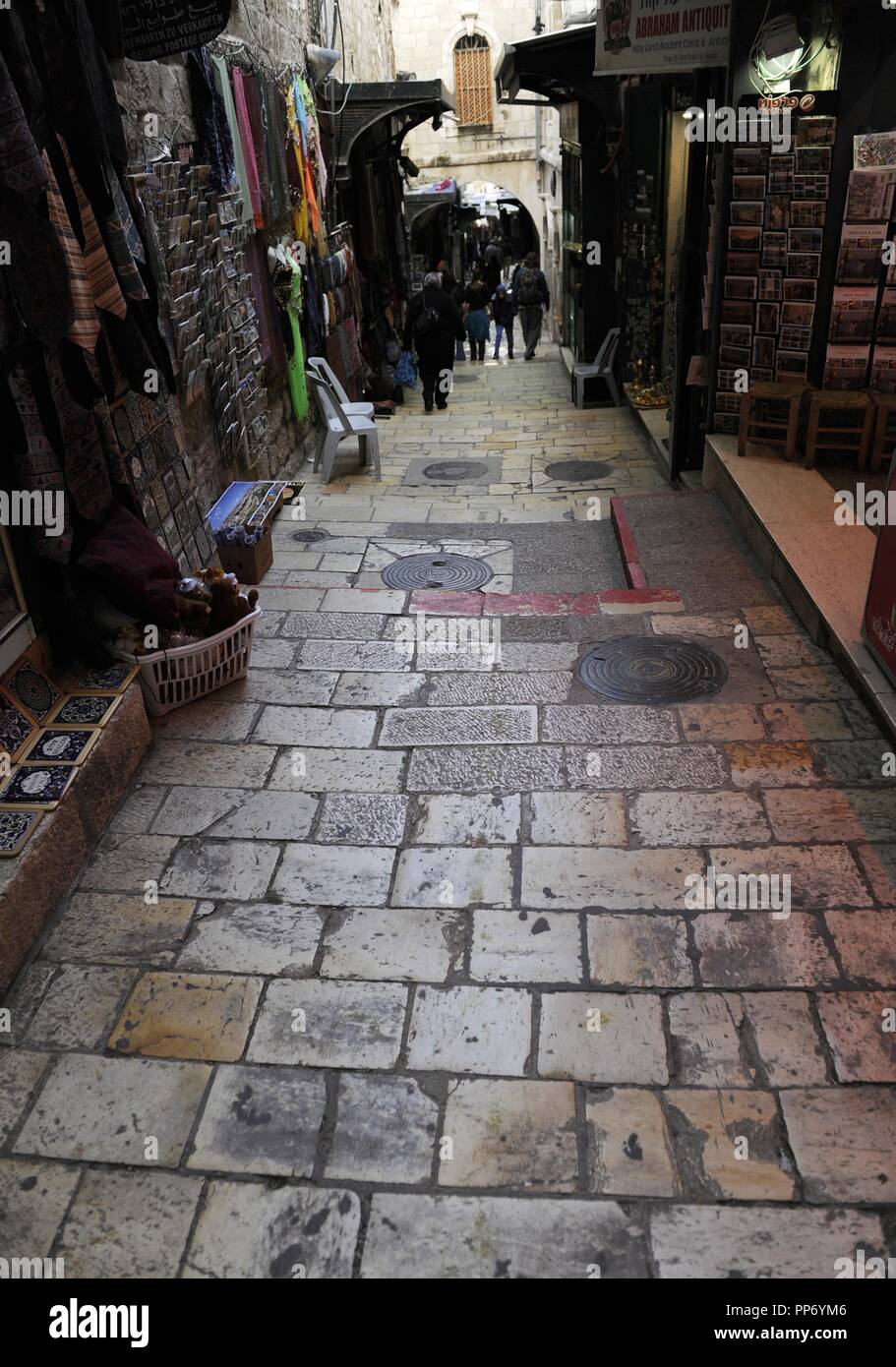 Israel. Jerusalem. Via Dolorosa. Muslim Quarter's. Old City. Stock Photo