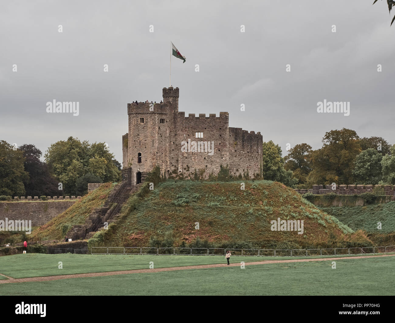 Cardiff, United Kingdom - September 16, 2018: View of the castle of Cardiff Stock Photo