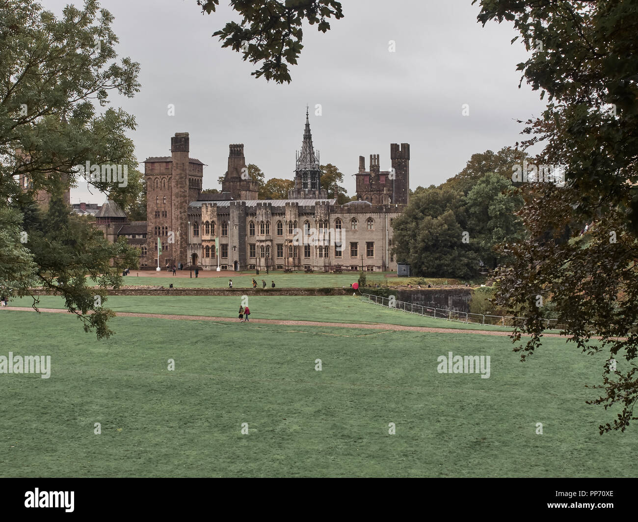 Cardiff, United Kingdom - September 16, 2018: View of the castle of Cardiff Stock Photo