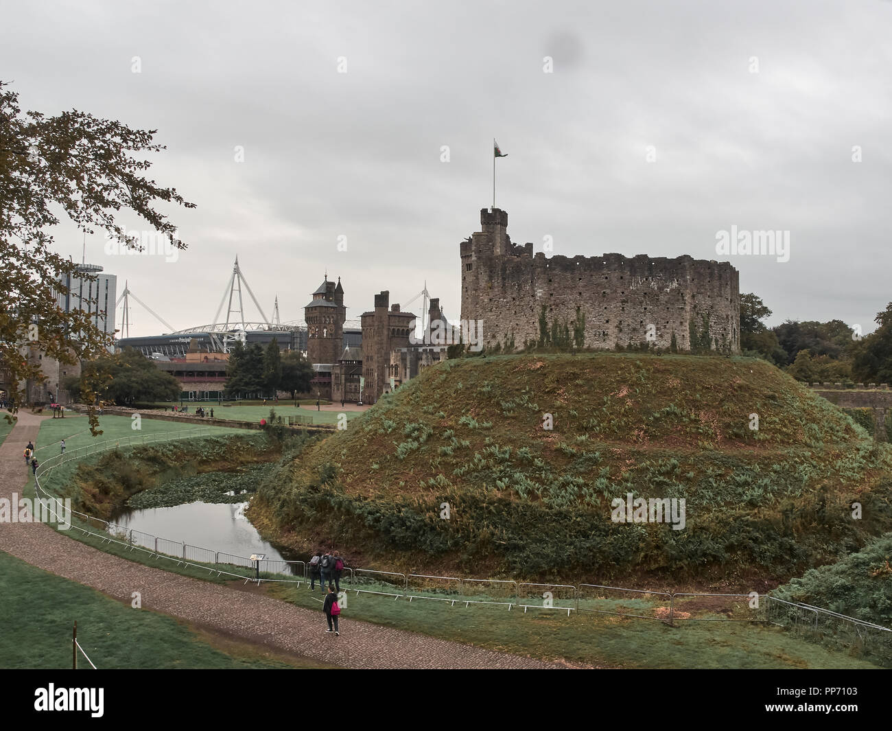 Cardiff, United Kingdom - September 16, 2018: View of the castle of Cardiff Stock Photo