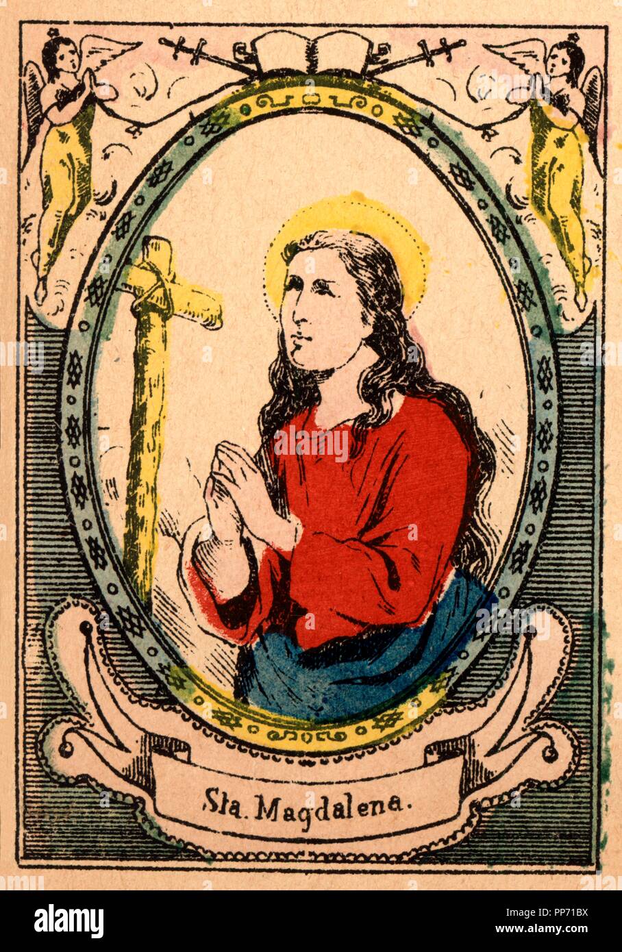 Santa María Magdalena (siglo I). Grabado popular pintado a la trepa de ...