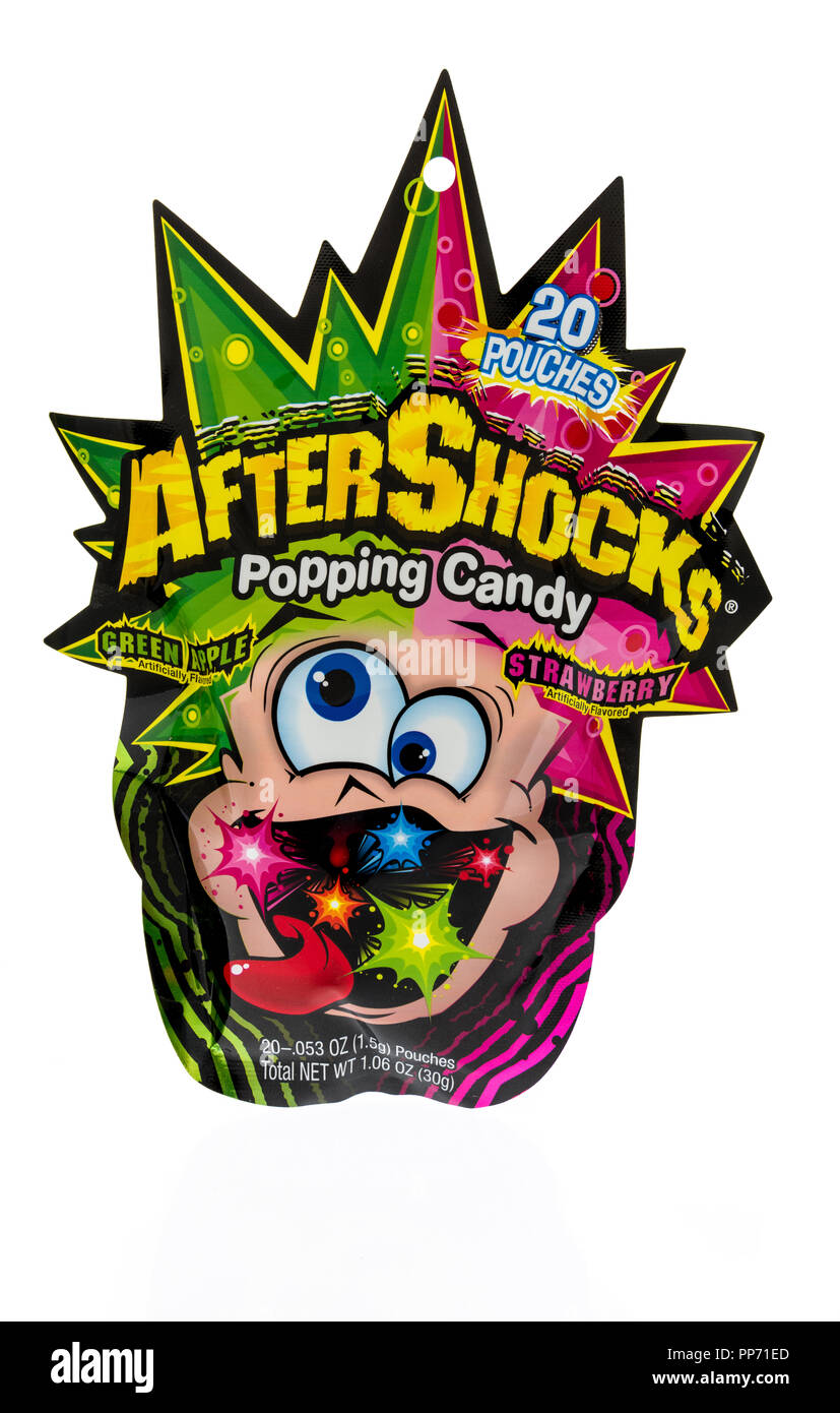 Winneconne, WI - 21 September 2018: A package of AfterShocks popping candy on an isolated background Stock Photo