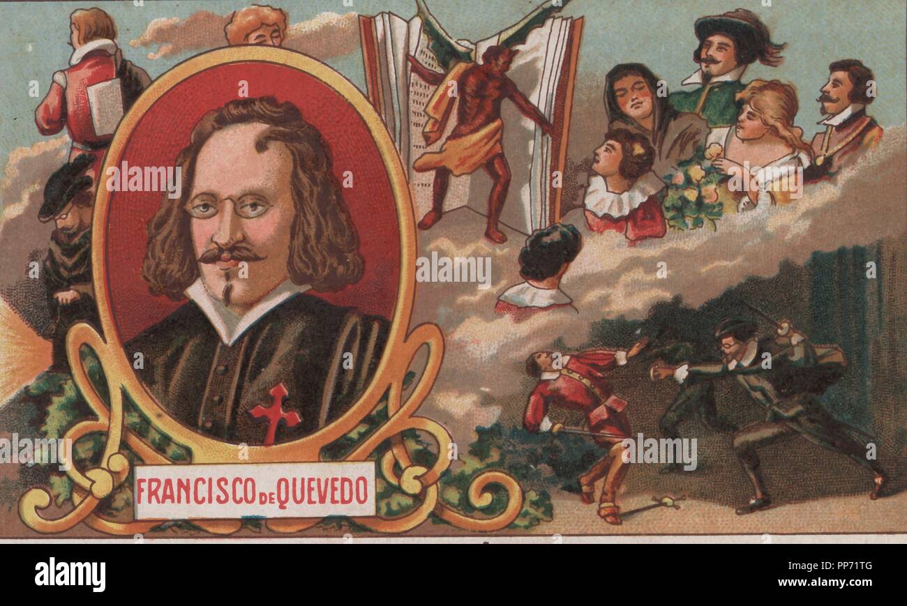 Francisco Gómez de Quevedo Villegas y Santibáñez Cevallo (1580-1645), conocido como Francisco de Quevedo. Escritor español del siglo de oro, poeta, y canónico. Stock Photo