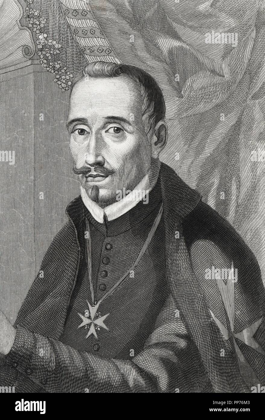 Félix Lope de Vega y Carpio (1562-1635), poeta y dramaturgo del siglo de oro español. Grabado de 1853. Stock Photo