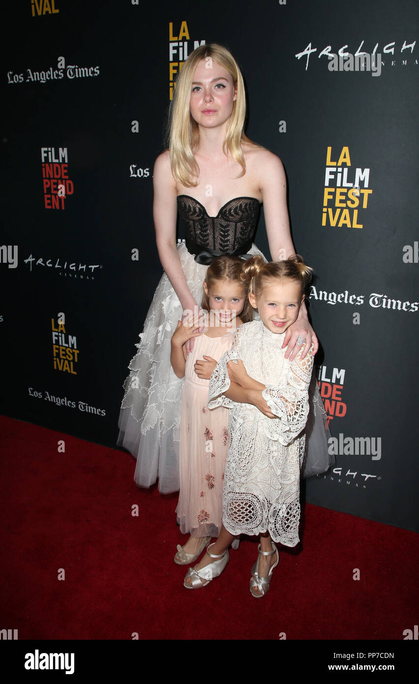 Culver City, Ca. 23rd Sep, 2018. Elle Fanning, Anniston Price, Tinsley Price, at the LAFF World Premiere of Galveston at the ArcLight in Culver City, California on September 23, 2018. Credit: Faye Sadou/Media Punch/Alamy Live News Stock Photo