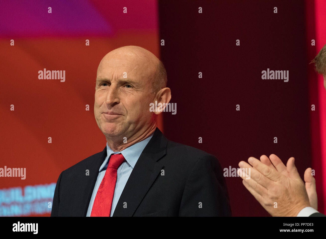 Liverpool, UK. 24th Sep 2018. Labour Party Annual Conference 2018, Albert Docks, Liverpool, England, UK. 24th. September, 2018. John Healey M.P. Shadow Secretary for Housing speaking on Public Investment and Ownership at the Labour Party Annual Conference 2018. Alan Beastall/Alamy Live News Stock Photo