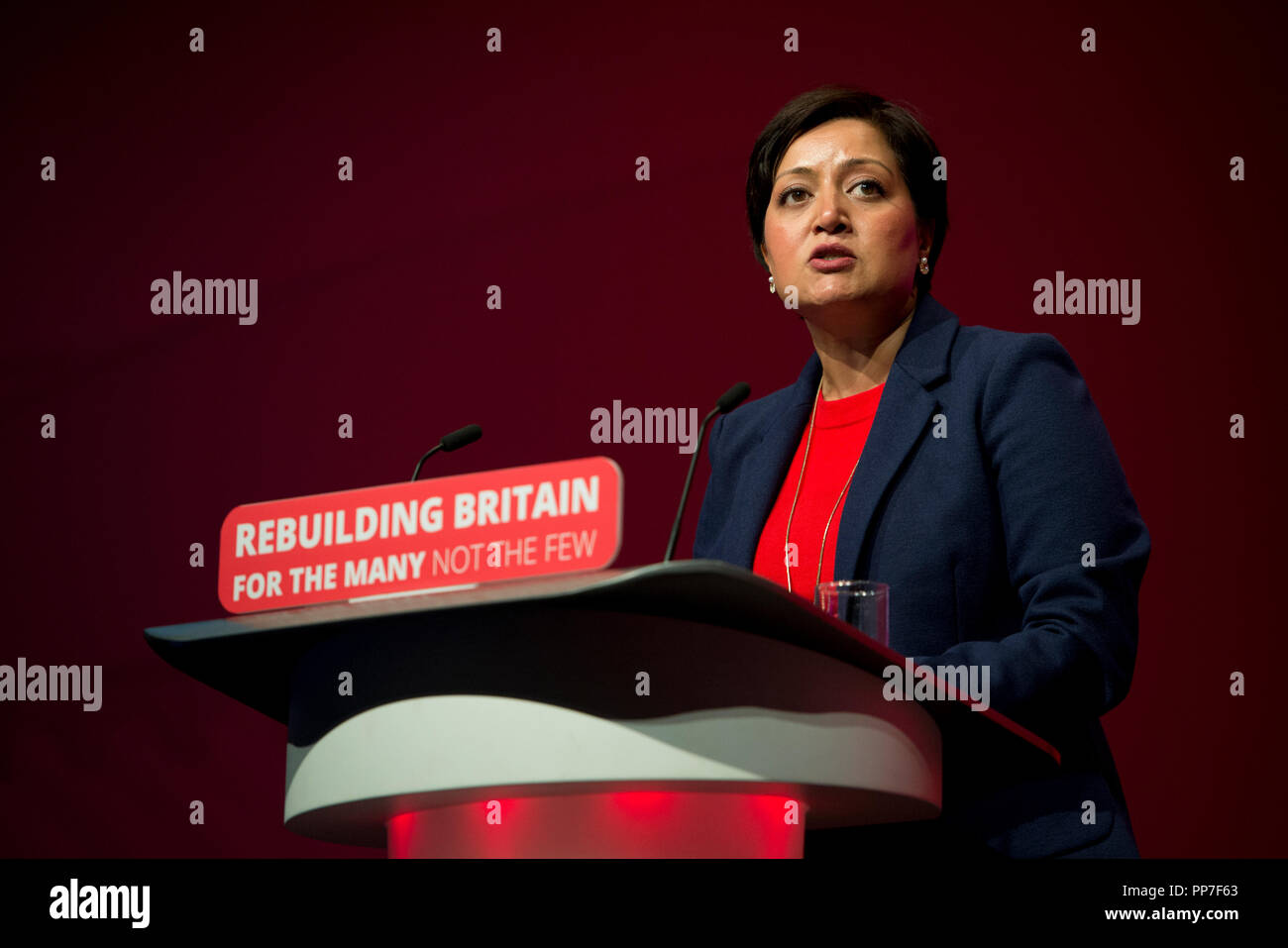 Liverpool, UK. 24th Sep, 2018. Rokhsana Fiaz, Mayor of Newham speaks at the Labour Party Conference in Liverpool. Credit: Russell Hart/Alamy Live News Stock Photo