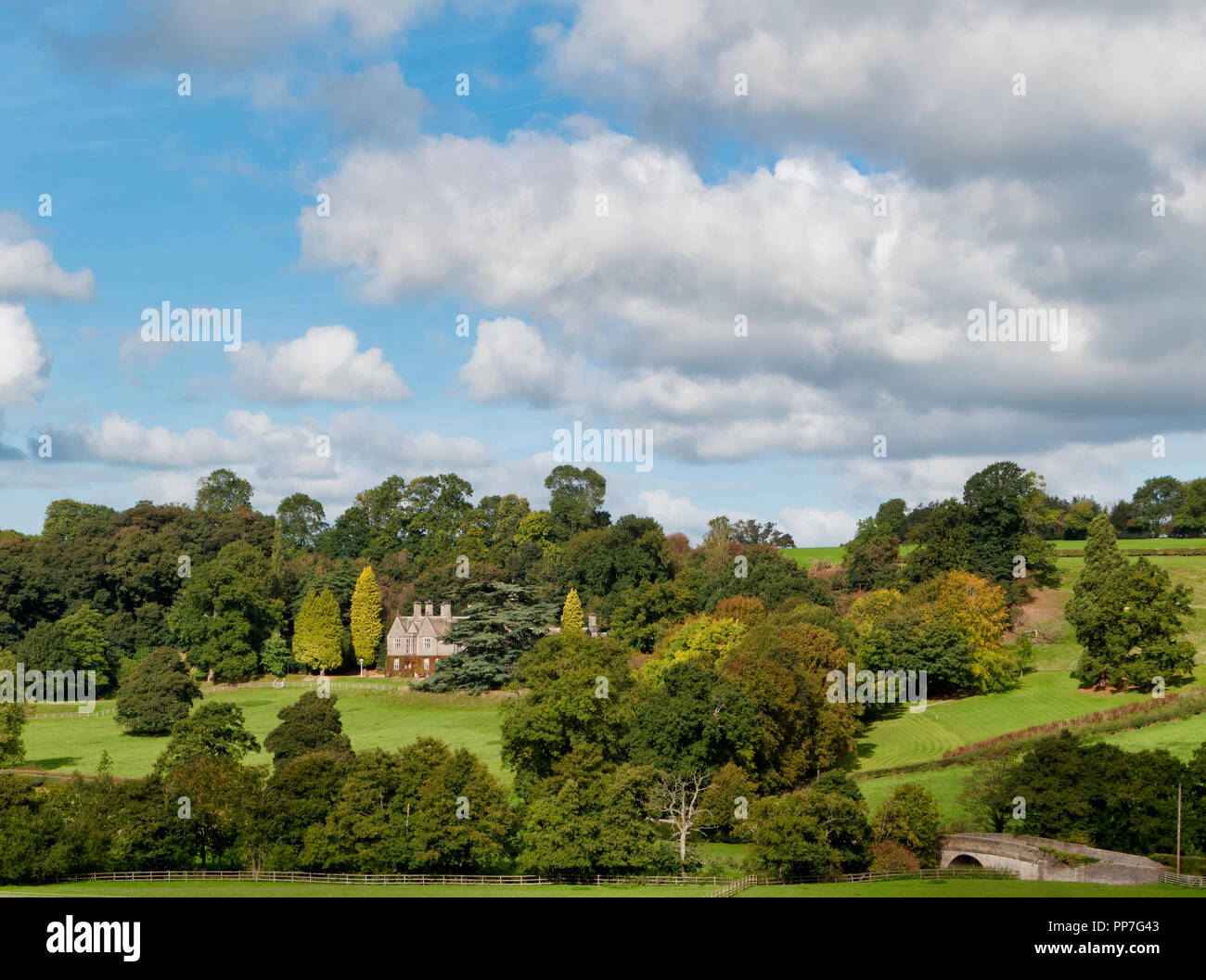 Ashbourne, Derbyshire, UK. 24th September, 2018. UK Weather: Unusually warm & sunny September day view of Callow Hall Country House Hotel near Ashbourne Derbyshire Credit: Doug Blane/Alamy Live News Stock Photo