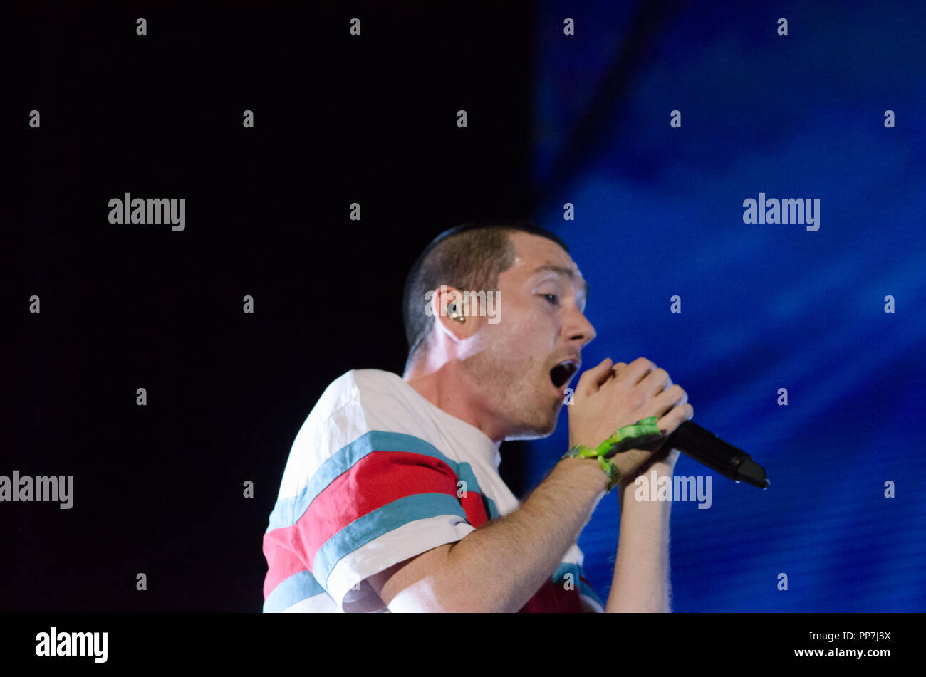 Bastille preforms for the crowd on the Downtown Stage at Life is Beautiful on September 23rd 2018 in downtown Las Vegas. Stock Photo