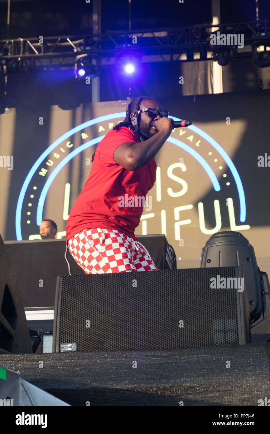 T Pain Entertains The Crowd On September 23rd 18 At Day 3 Of Life Is Beautiful On The Bacardi Sound Of Rum Stage In Downtown Las Vegas Nv Stock Photo Alamy