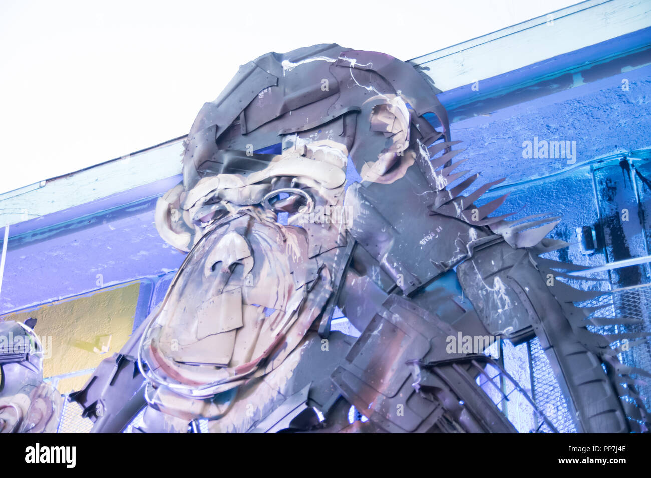 Wild Wild Waste by Bordalo II amazes the festival goers at Life is Beautiful on September 23rd in downtown Las Vegas, NV. Stock Photo