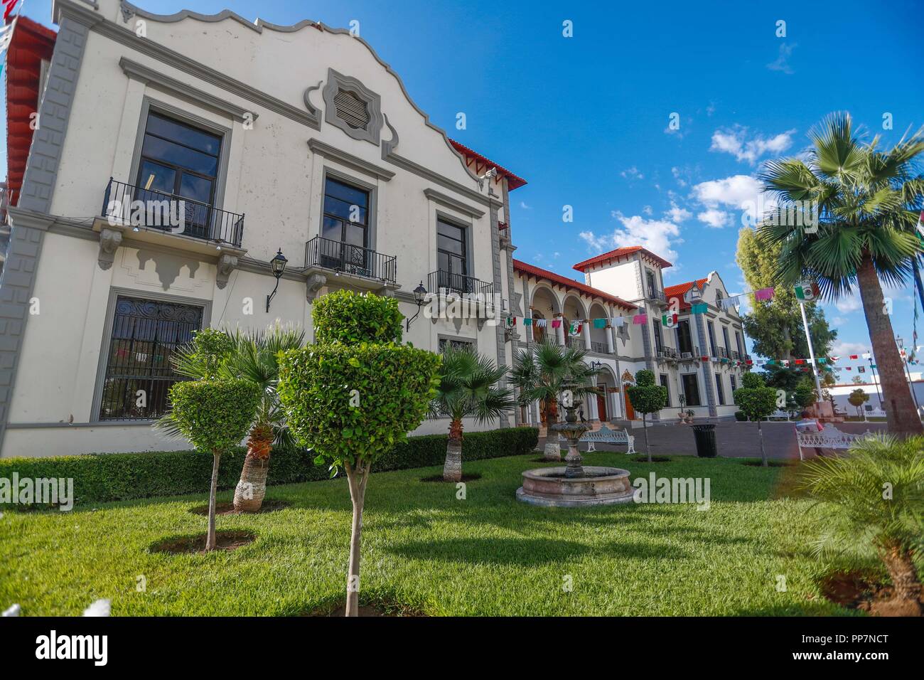 Facade of the Municipal Palace of Magdalena, Sonora, Mexico... Fachada