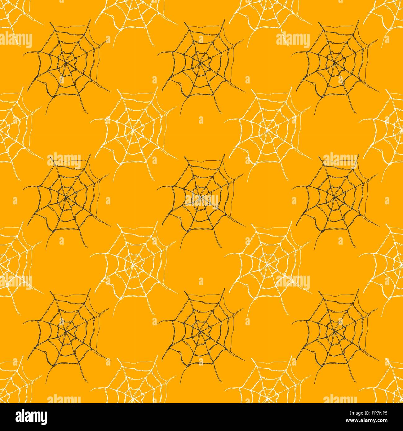 Spider web seamless pattern vector illustration. Hand drawn sketched ...