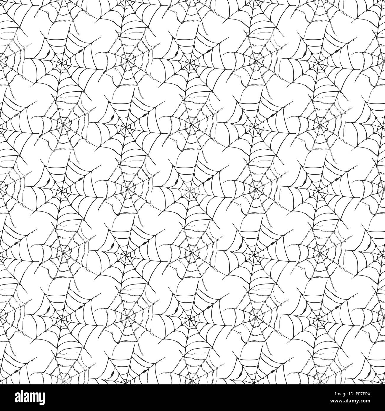 Spider web seamless pattern vector illustration. Hand drawn sketched ...