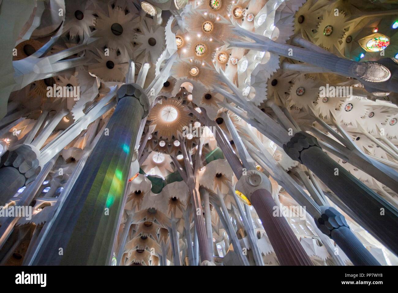 Barcelona, Catalonia, Spain. Basilica of the Sagrada Familia, by Antonio  Gaudi (1852-1926). Interior. Central nave. Forms and geometries inspired by  nature. Modernist style Stock Photo - Alamy