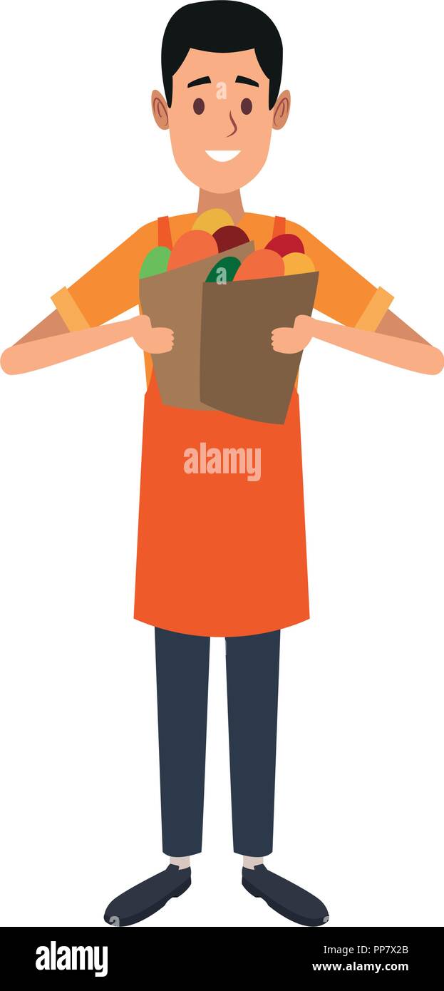 Shopkeeper with groceries bag Stock Vector Image & Art Alamy