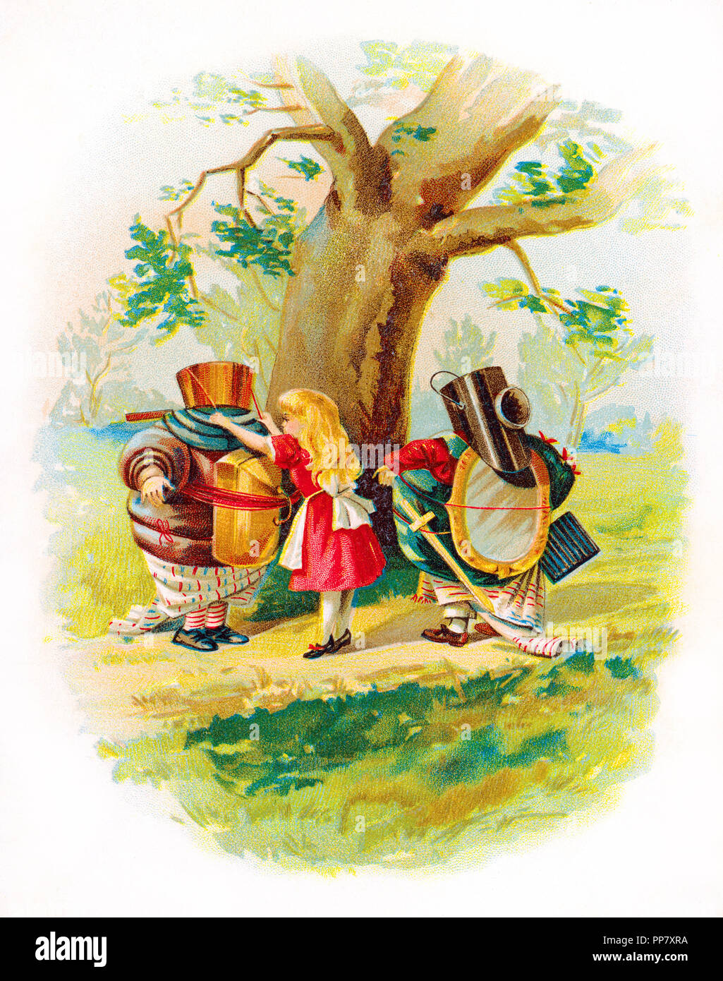 Alice in Wonderland with Tweedle Dee and Tweedle Dum Stock Photo