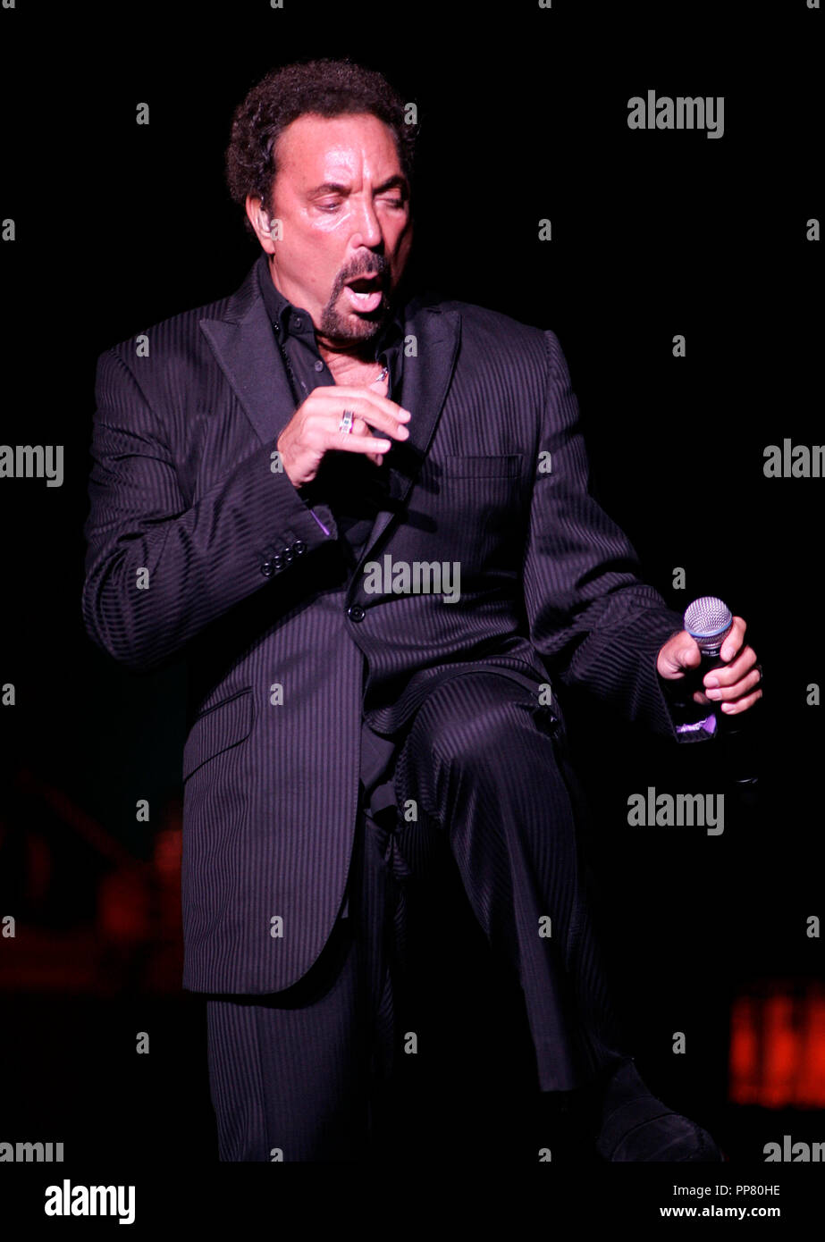 Tom Jones performs in concert at the BankAtlantic Center in Sunrise, Florida on April 13, 2007. Stock Photo