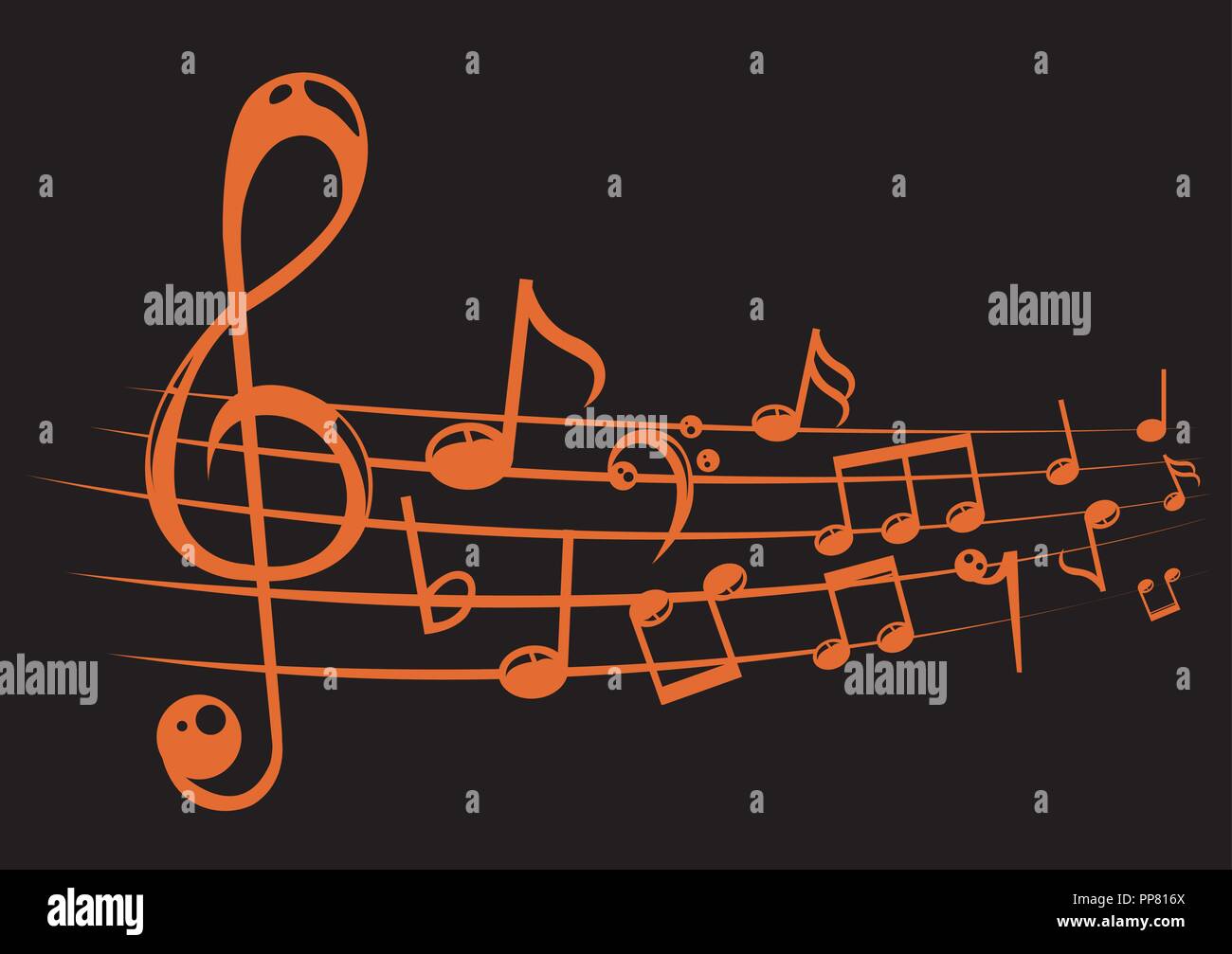 Musical notes staff background with lines. Vector illustration Stock Vector