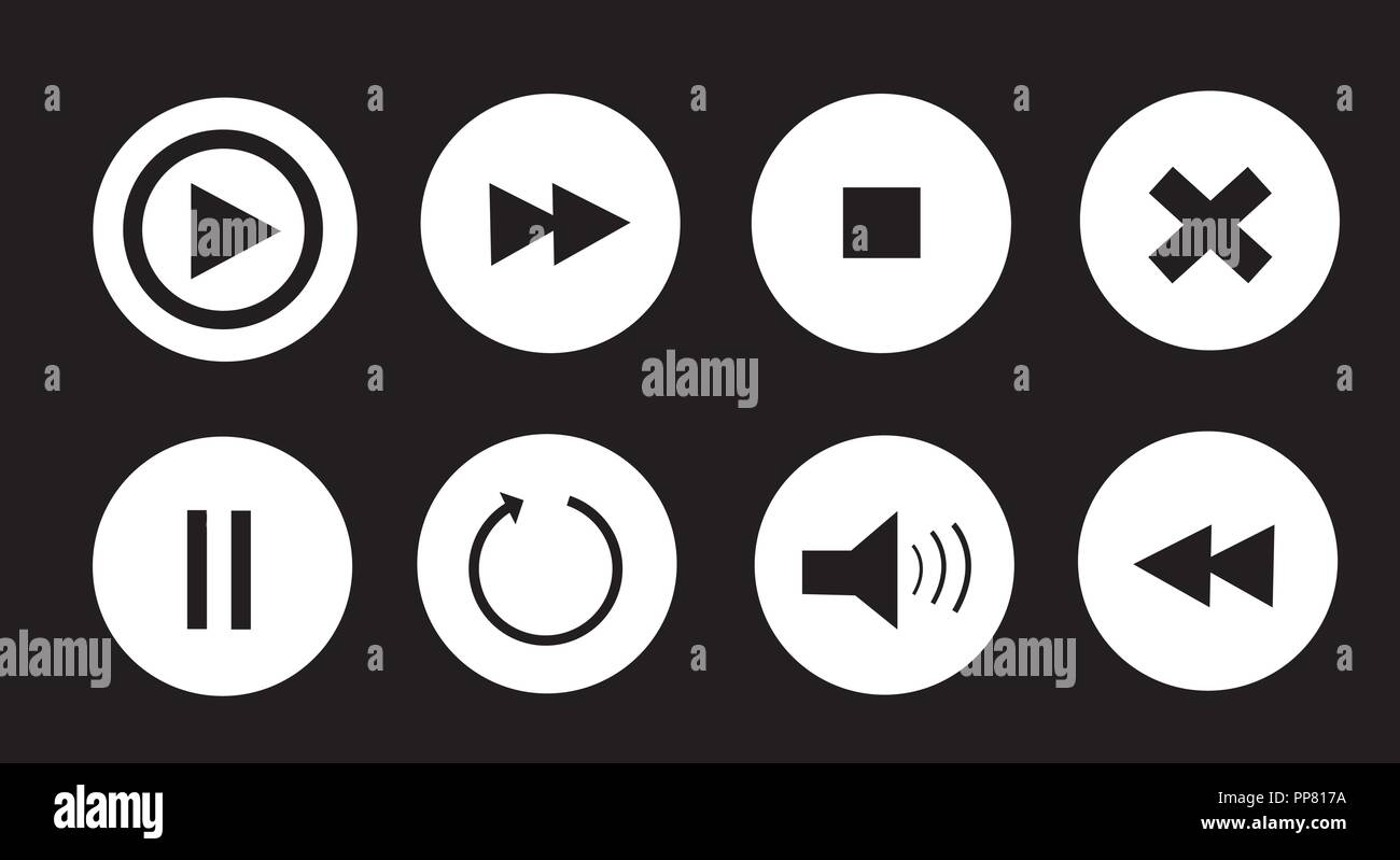 media player buttons set vector illustration Stock Vector Image & Art
