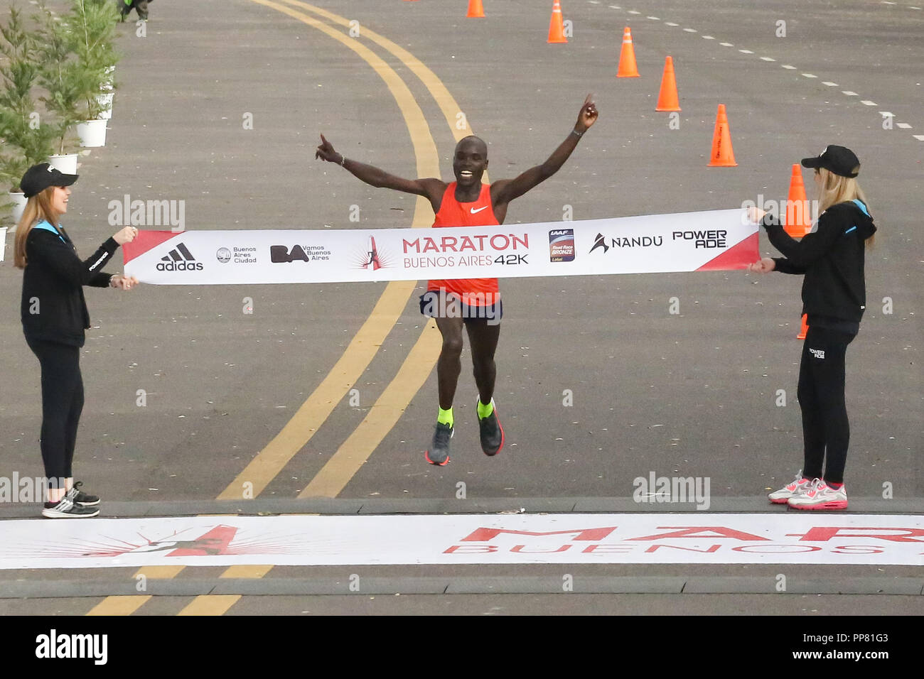 Saina Emmanuel Kipkemboi. The Kenyan Saina Emmanuel Kipkemboi won today the  34th marathon of Buenos Aires with 2 hours 5 minutes and 21 seconds. In  second place came his compatriot Barnabas Kiptum