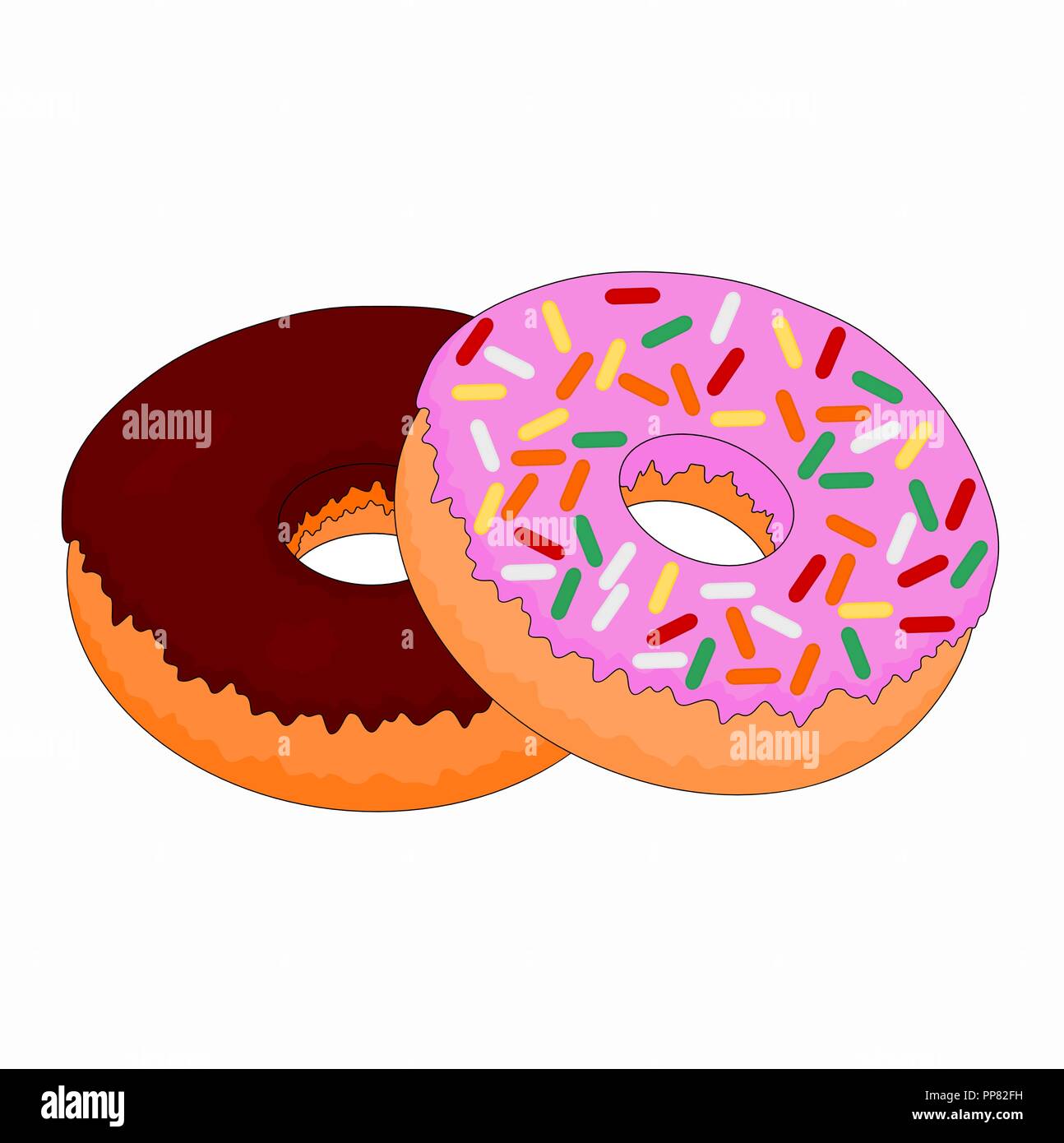 Isolated delicious fast food sweet doughnut , vector icon Stock Vector