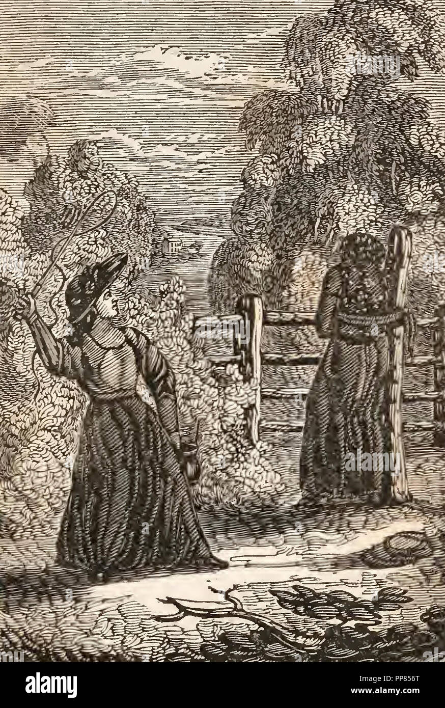 Ladies whipping female slave in the Antebellum American South