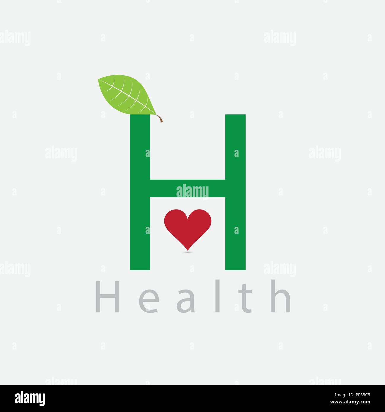 Vector illustration of the logo with the letter M, a piece of heart personifying health and a healthy lifestyle. Stock Vector
