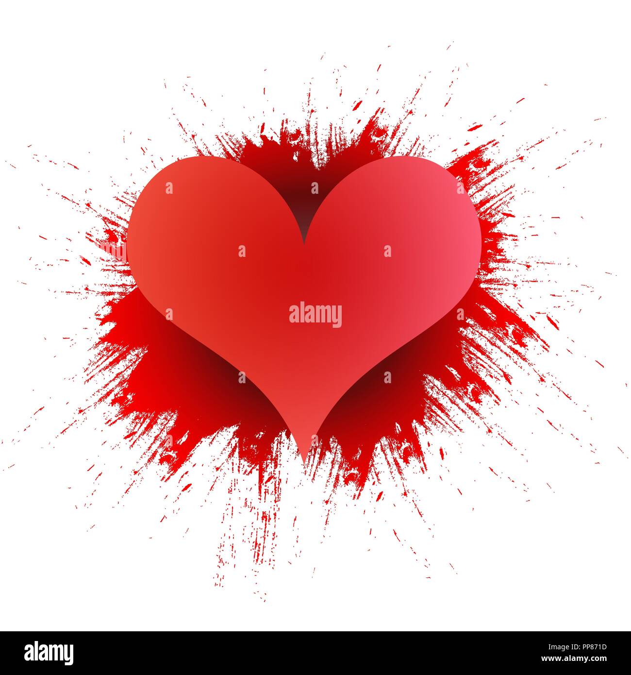 Template with heart and splashes in the background. Stock Vector
