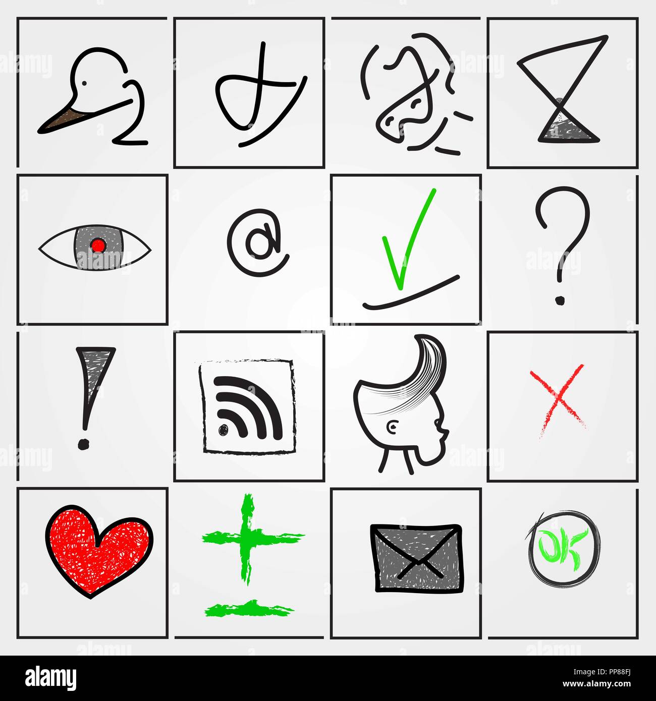 Set of 16 vector icons, hand-drawn Stock Vector Image & Art - Alamy