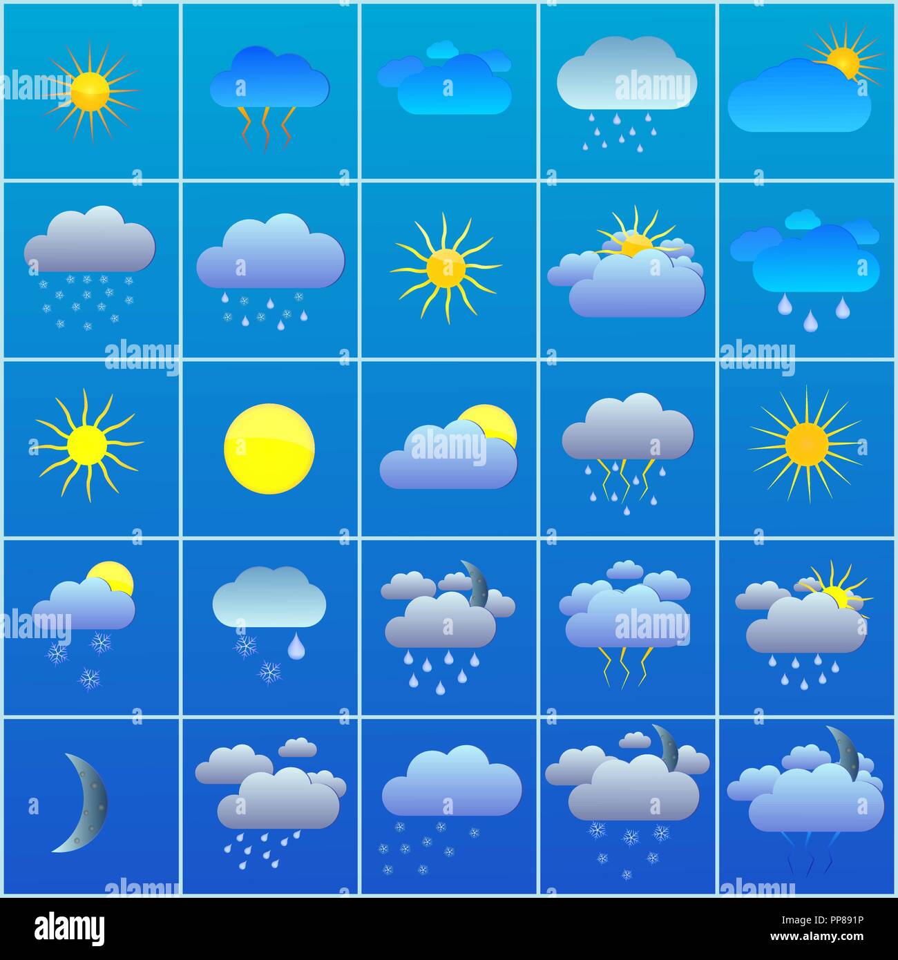 Vector illustration of a set of 25 icons forecasts Stock Vector Image ...