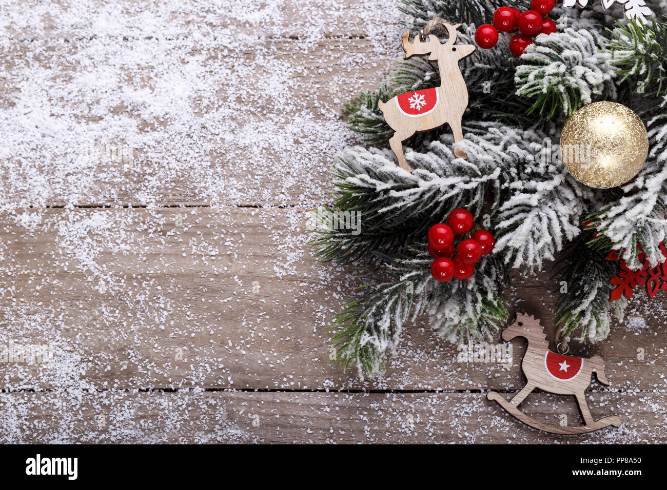 Christmas Holidays Background Wooden Letters Pine Tree Branch