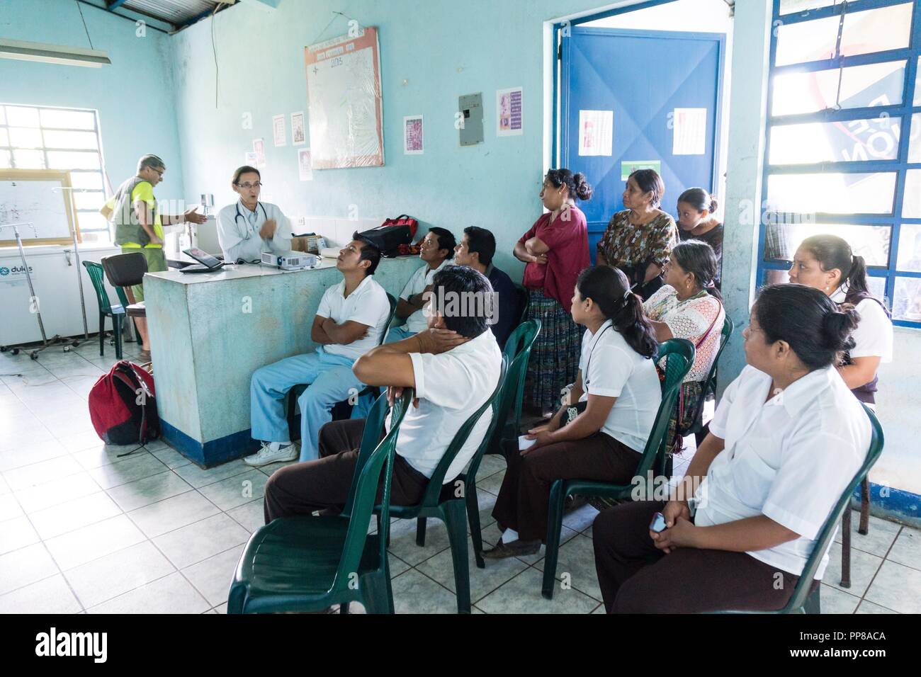 formacion de comadronas indigenas, centro de salud, Lancetillo ( La Parroquia), municipio de Uspantán, Quiche , sierra de Chamá, Guatemala, Central America. Stock Photo