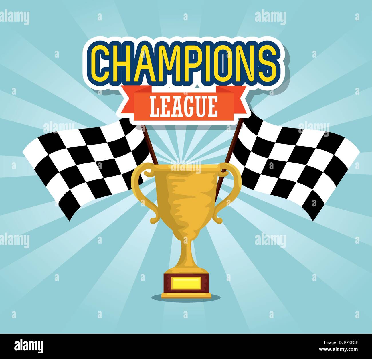sport trophy cup champions with flags Stock Vector