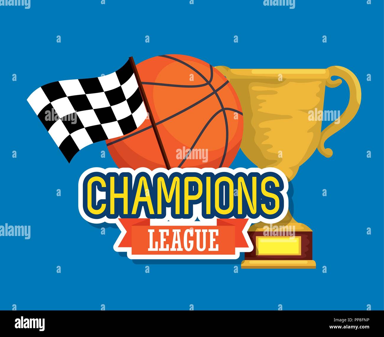 sport trophy cup champions with basket ball Stock Vector