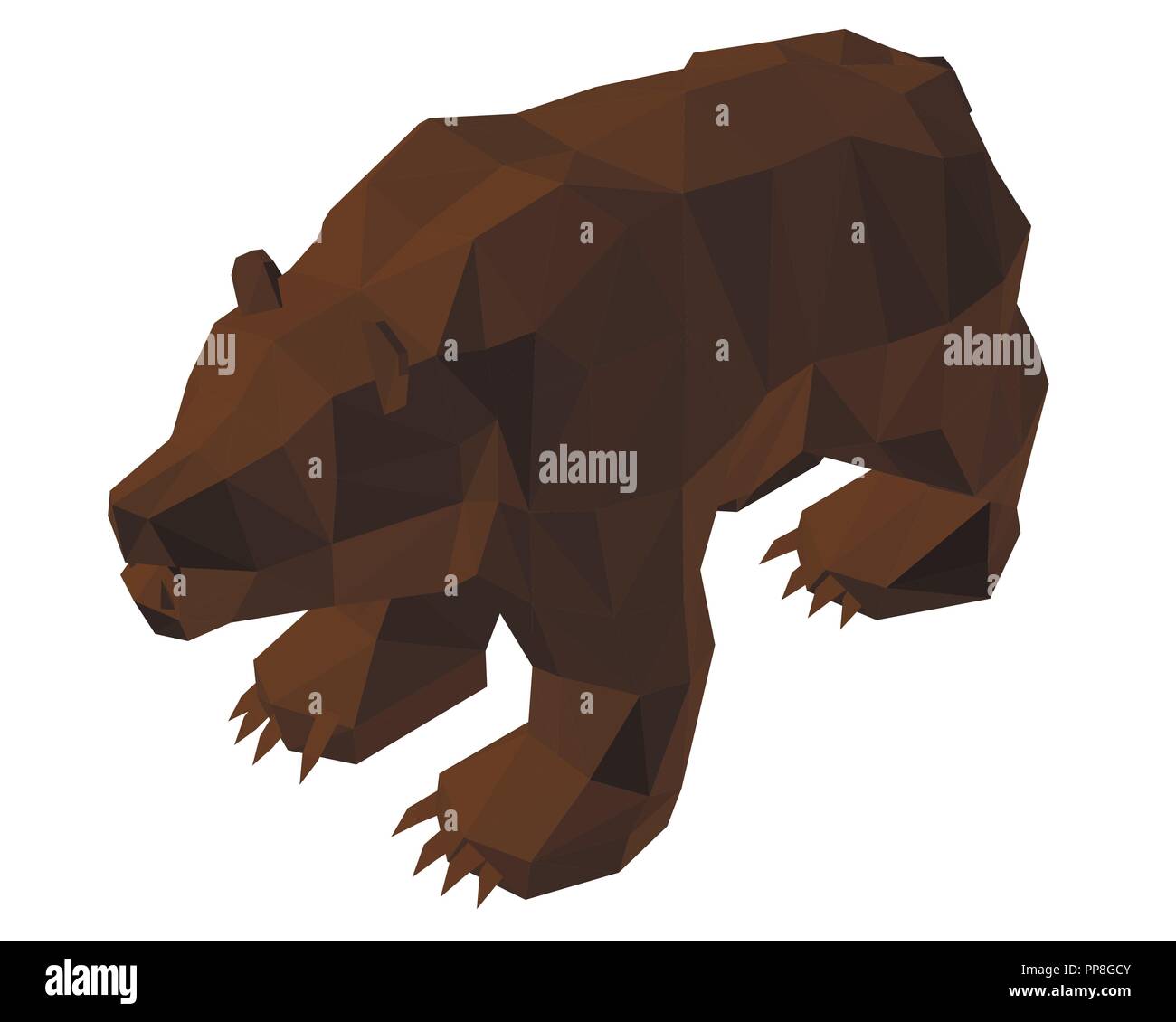 Polygonal bear. 3D. Isometry. Vector illustration. Stock Vector