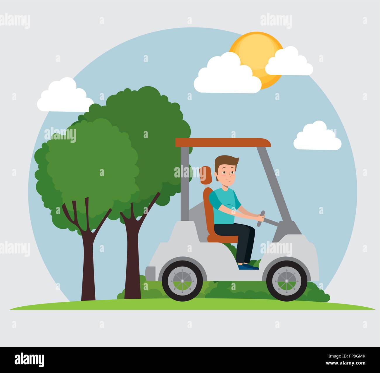 young man driving cart golf Stock Vector Image & Art Alamy