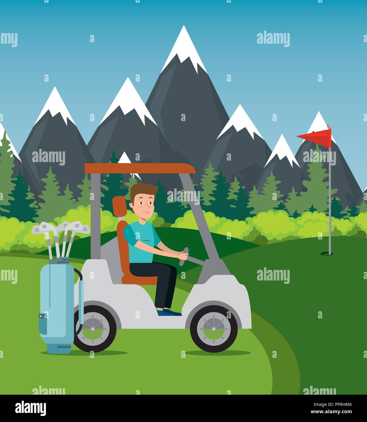young man driving cart golf Stock Vector Image & Art Alamy