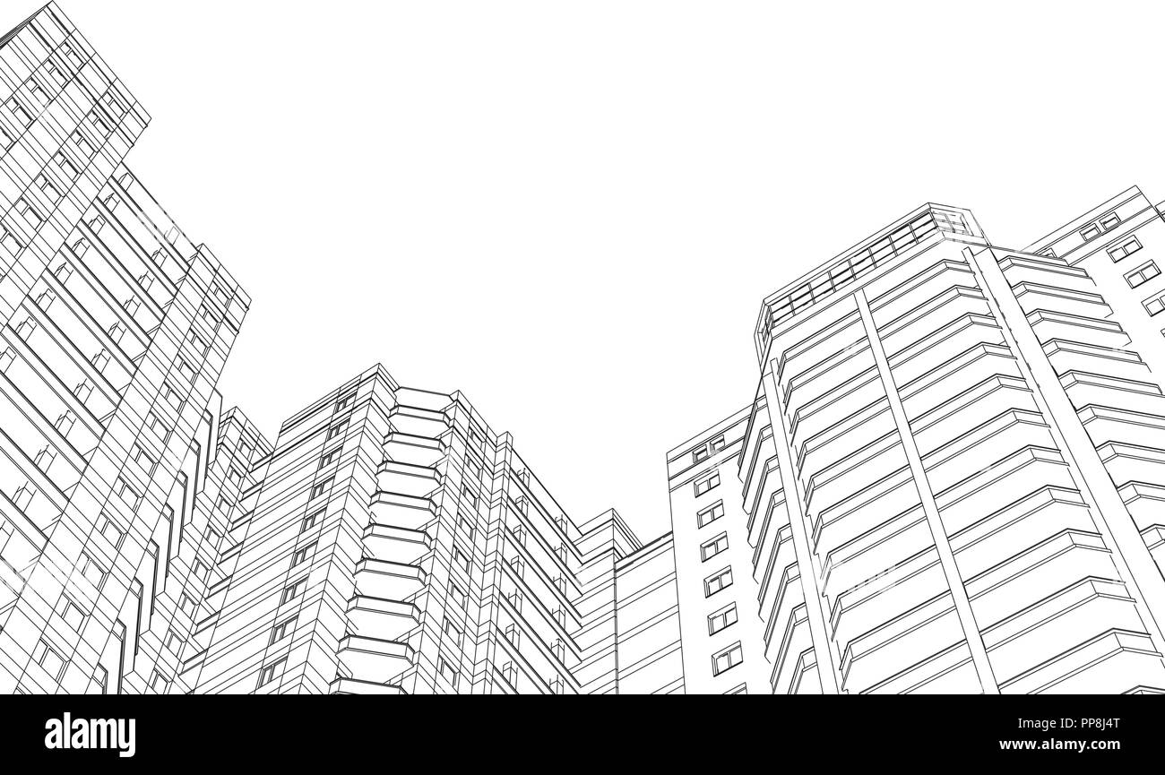 background with the outlines of residential buildings template with perspective template