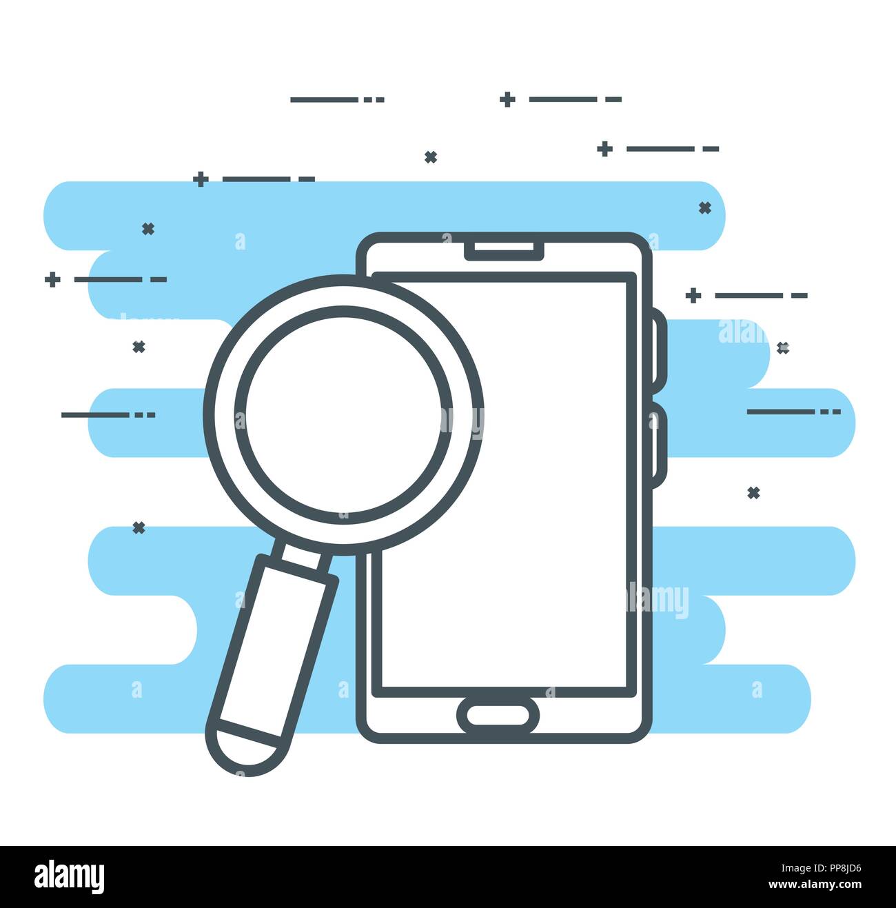 smartphone device with magnifying glass Stock Vector Image & Art - Alamy