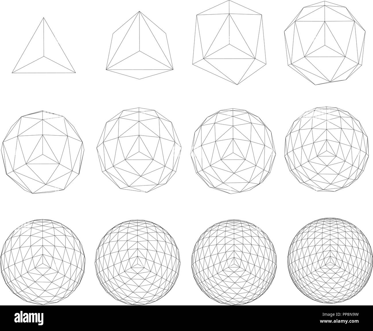 Summen modtage landdistrikterne A set with spheres transforming from a simple form to a complex form.  Sequence of geometric shapes. Vector illustration Stock Vector Image & Art  - Alamy