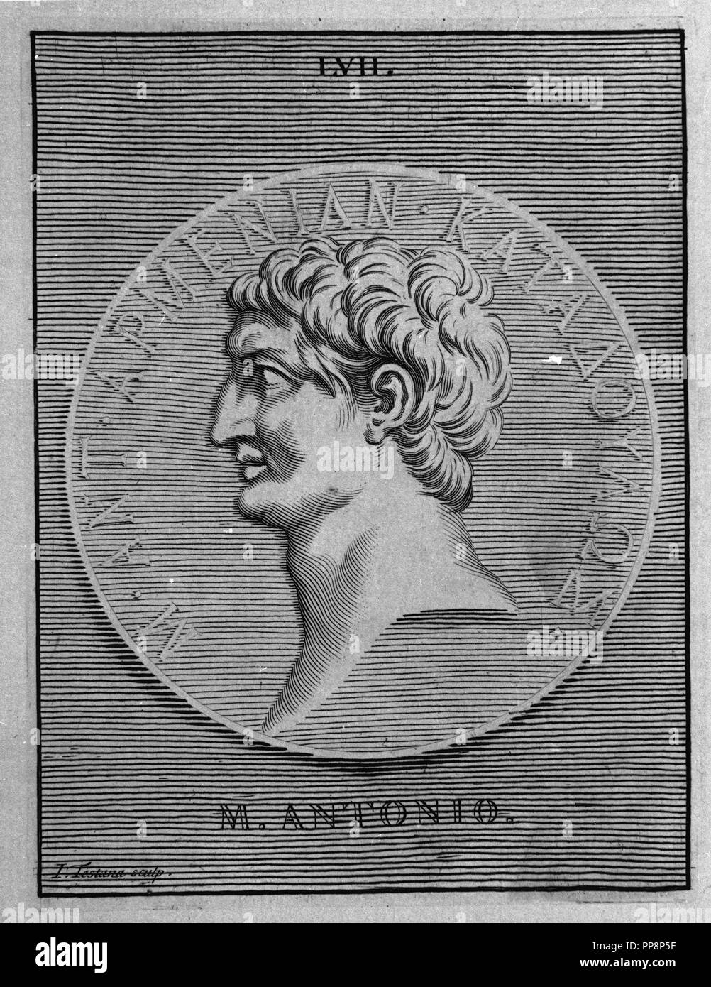 Testana RETRATO DE MARCO ANTONIO-83/30 A.C- GRABADO NEOCLASICO SEGUN MEDALLA ...