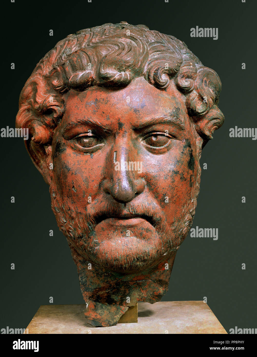 Bust of Emperor Adrian. Bronze from the Roman era. 2nd century A.D.. Paris, musée du Louvre. Location: MUSEO DEL LOUVRE-ESCULTURAS. France. Stock Photo