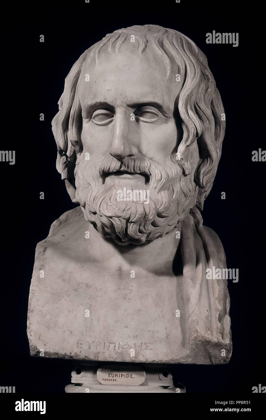 *EURIPIDES 480-406 AC DRAMATURGO GRIEGO. Author: LISIPO SIGLO IV AC. Location: NATIONAL MUSEUM OF ARCHAEOLOGY. NEAPEL. ITALIA. Stock Photo