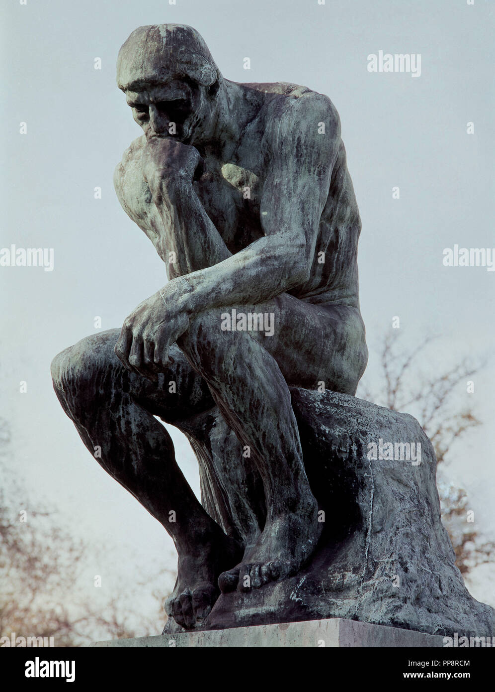 French school. The Thinker. Bronze. Paris, musée Rodin. Author: RODIN, AUGUSTE. Location: MUSEE RODIN. Stock Photo