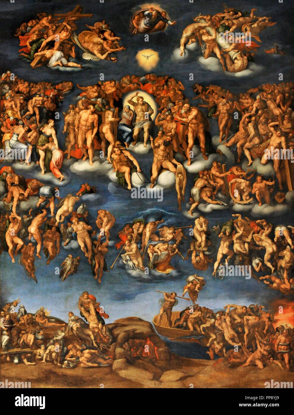 Marcello Venusti (1512/1515-1579). Italian painter. Last Judgement, 1548. Scaled copy after Michelangelo. Farnese Collection. National Museum of Capodimonte. Naples. Italy. Stock Photo