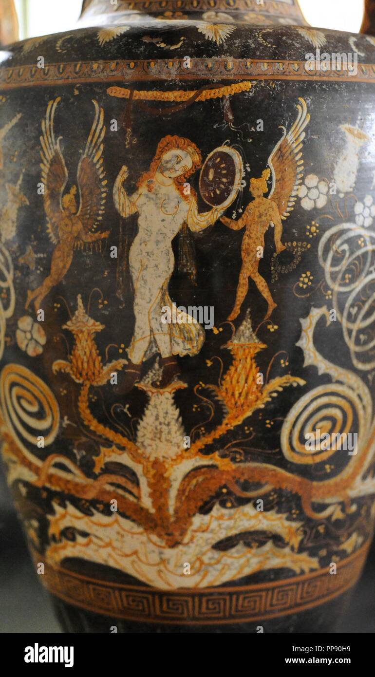 Greek Amphora Made In Paestum Detail 340 330 Bc Painter Of