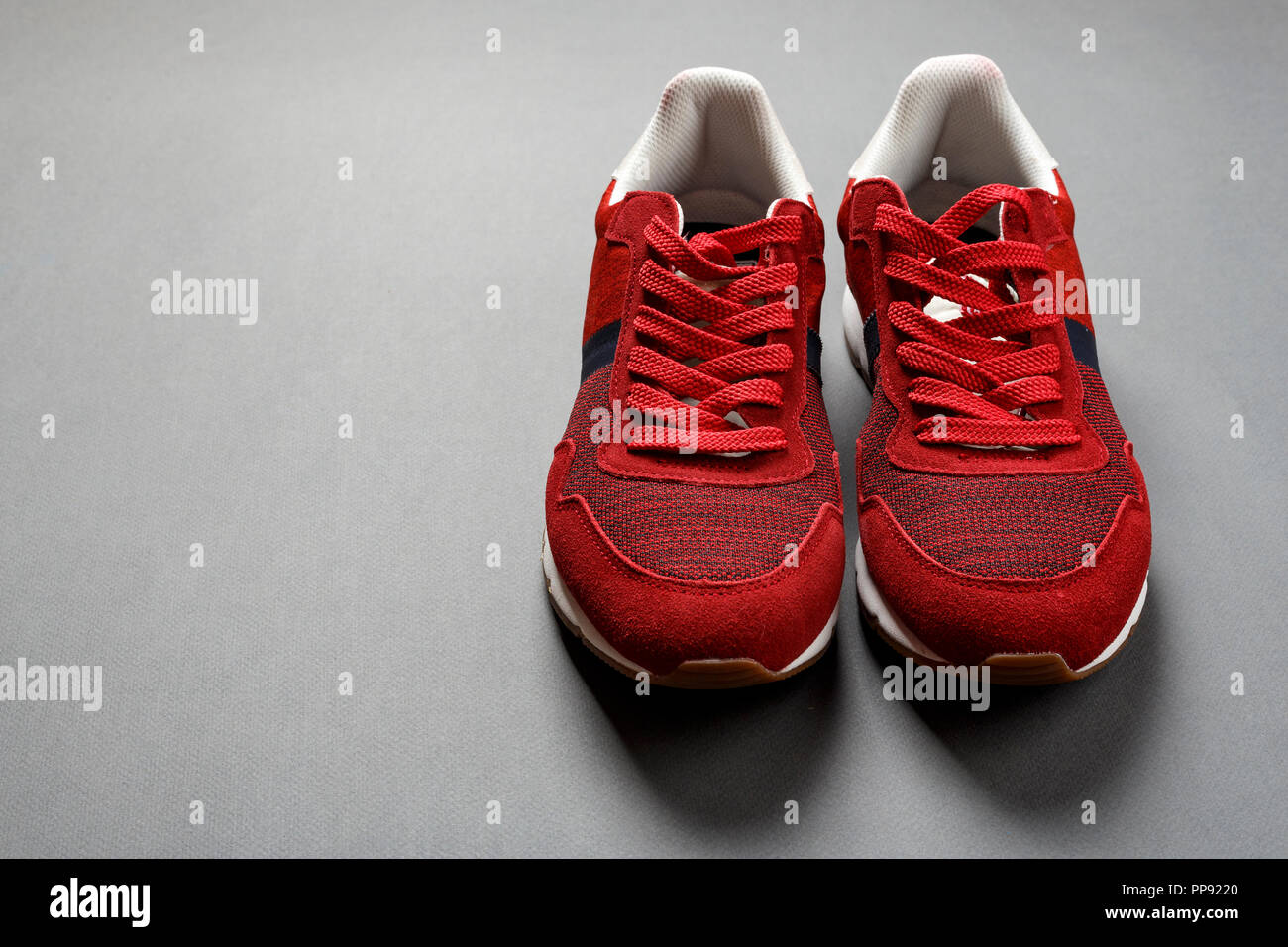 sneakers on a black background. view from above. place for text Stock ...