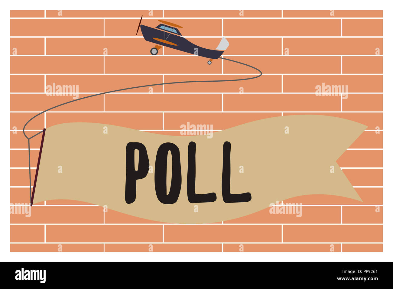 Handwriting text writing Poll. Concept meaning Record of the number of votes cast in an election Process of voting. Stock Photo