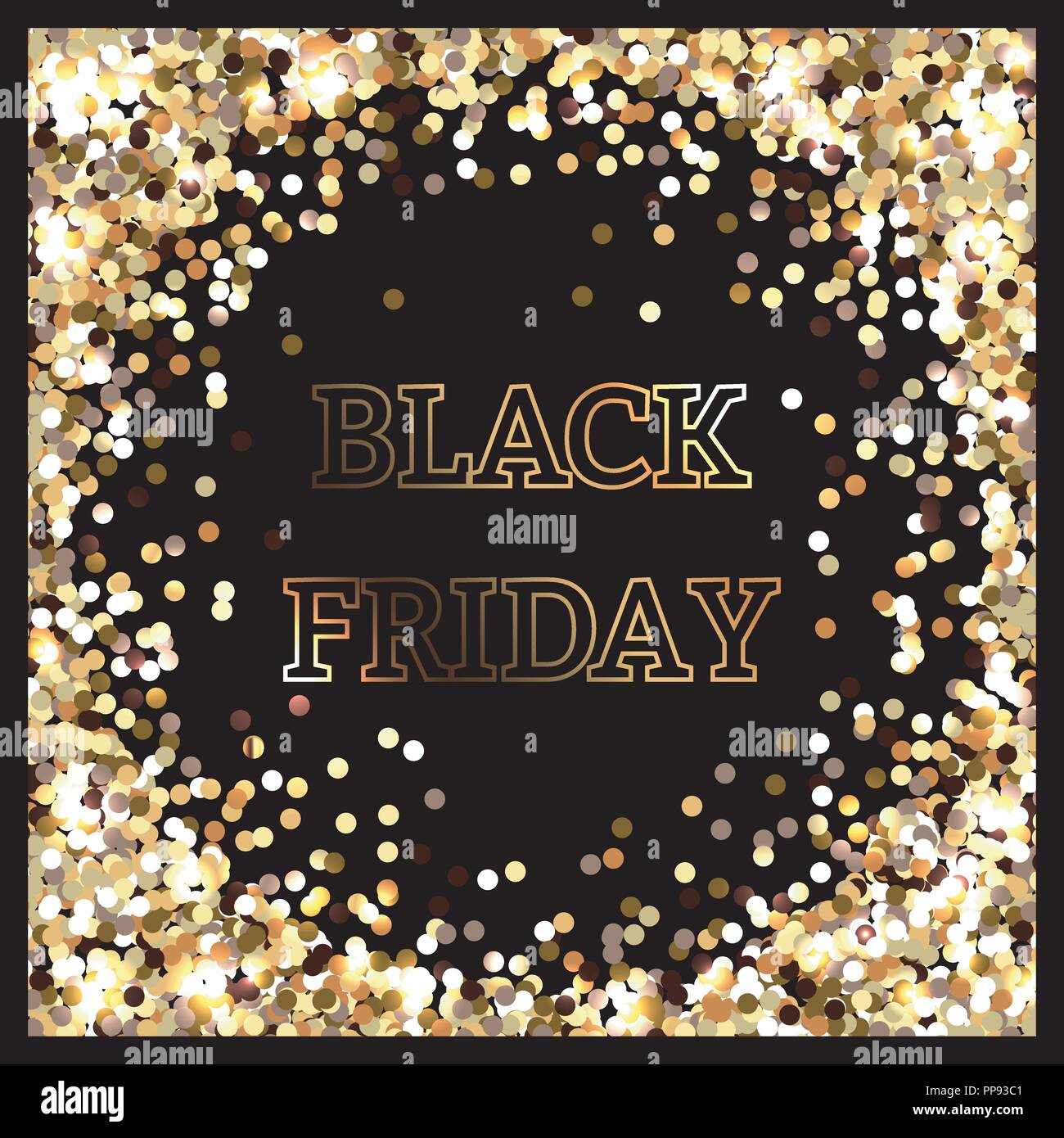 Black Friday. Traditional sale after Thanksgiving. Golden sequins